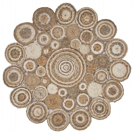 Palacedesigns 90 x 90 in. Multi-toned Intricate Circle Natural Jute Area Rug - Natural - 90in. x 90in. PA3091363